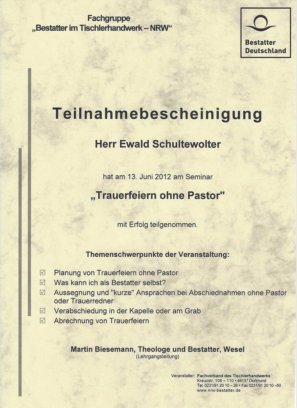 ewald trauerfeiern ohne pastor